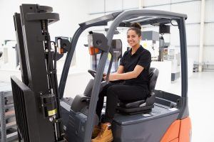 Continuing Ed_Female Fork Lift Driving
