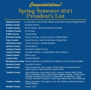 President's List Spring 2021